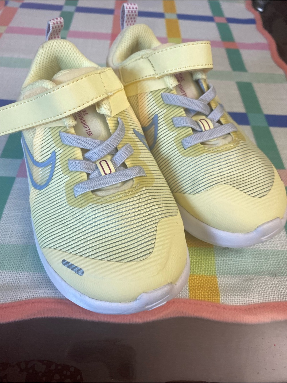 Nike Kids Yellow and Gray Hook-and-Loop Athletic Sneakers